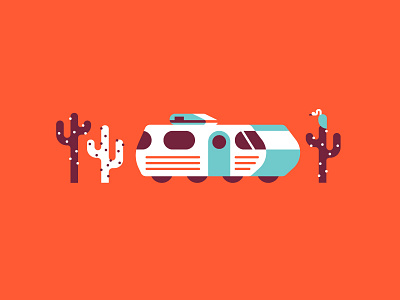 SXSW Interactive cactus geometric illustration rv sxsw texas trailer