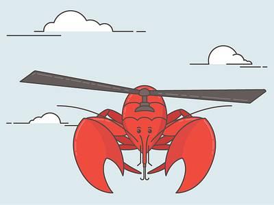 Lobstercopter™ clouds illustration lobster