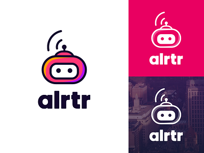 alrtr Logo 80s branding bright identity logo robot tech
