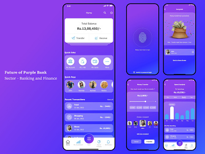 Future of Purple Bank (Assignment) android app applicationdesign design homepage ios materialdesign ui ux visualdesign