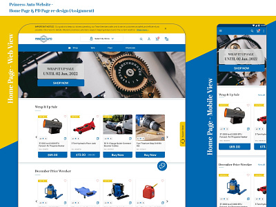 Princess Auto - Home Page & PD Page re-design (Assignment) android automobile design homepage ios landingpage materialdesign ui ux webdesign