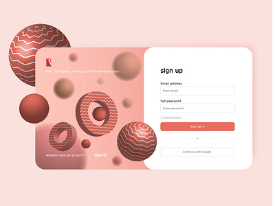 #dailyUI 001(sign up) 3d dailyui design graphic design illustration sign up sign up page ui ui design vector web