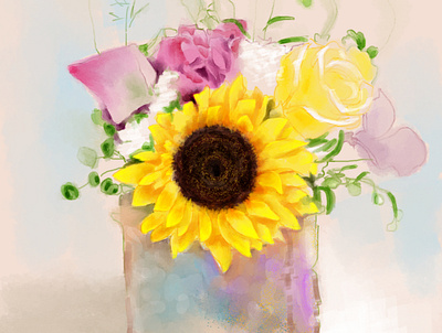 Flower Life art bouquet clip studio paint colourful design digital painting digital watercolour flowerpot flowers handpainted illustration love yellow