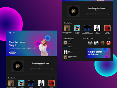 UI design for music streaming and karaoke music ui ui design web web design website