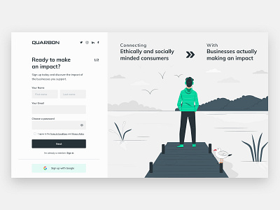 QuarbonX - Sign Up Page app design minimal ui ux