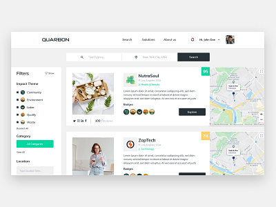 QuarbonX - Search Feed app design feed minimal search ui ux web design