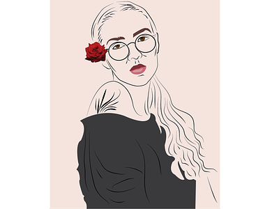 lady with rose creative illustrations illustrator line art vector