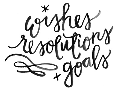 Wishes, Resolutions and Goals brush calligraphy hand lettering lettering script typography watercolor