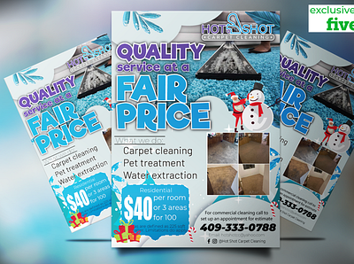 Hot Shot Carpet Cleaning Christmas Theme Flyer flyer design