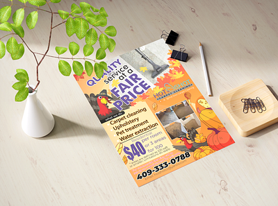 Hot Shot Carpet Cleaning Thanks Giving Theme Flyer flyer design