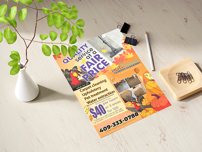 Hot Shot Carpet Cleaning Thanks Giving Theme Flyer