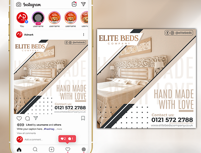 Instagram Post Design for Elite Beds instagram post social media post design