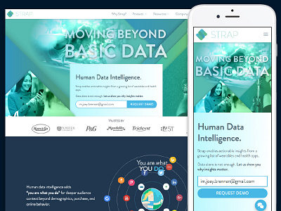 Strap Website Update: Home data fitness human data illustration material design startup strap wearables website