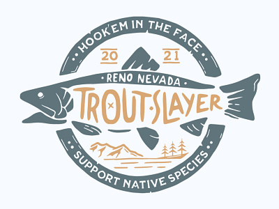 Trout Slayer branding customdesign illustration lettering logodesign logotype typogaphy vector vintage logo wordmark logo