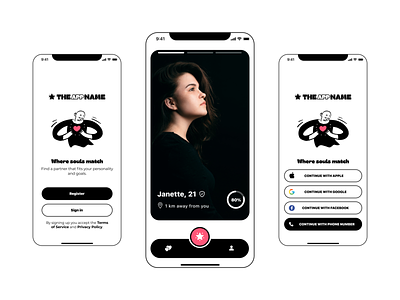 Dating App Concept Design app branding dating dating app design logo match mobile relationships swipe ui ux wellness
