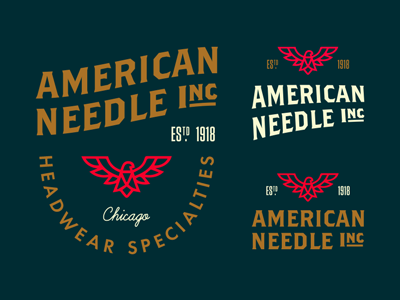 American Needle Marks lockup illustration shield type eagle retro vintage clothing mark logo badge americana