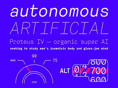 ATC Harris Typestack blue car computer font illustration monospace minimal neon plane robot techy type typography