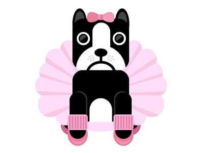 Dribbble 09 ballet buldog character cute dog doggy french illustration pink puppy ribbon
