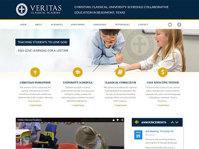 Veritas Classical Academy christian school classical academy clean college education layout professional school template university web design website