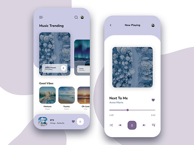 Lilac Themed Music Mobile App UI lilac mobile app moblie music playlist ui ux