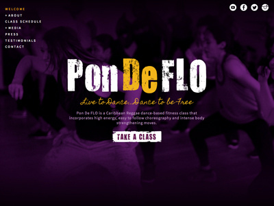 Pon De FLO Website background image purple responsive squarespace website
