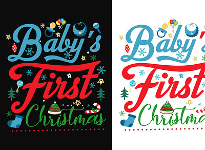 Baby First Christmas t-shirt design. Christmas merchandise desig 3d animation branding graphic design logo motion graphics ui