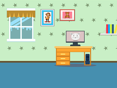 Children playing in the room flat vector illustrations