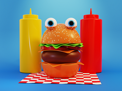 Burger Boy 3d 3d art 3d illustration b3d blender3d blender3dart burger character characterdesign design food food illustration illustration