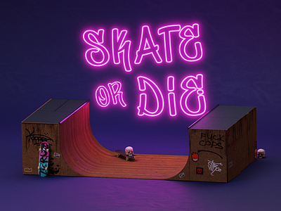 Skate or Die 3d illustration