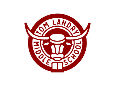 Tom Landry Middle School bull circle emblem hill king landry logo longhorns of red the tom white