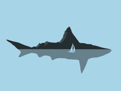 island boat bti illustration island shark simple
