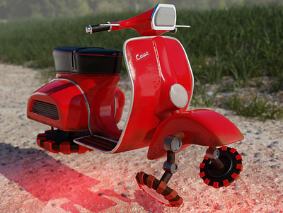 Hover Vespa 3d art animation blender hard surface modelling motion graphics