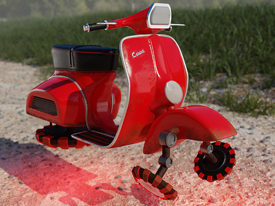 Hover Vespa 3d art animation blender hard surface modelling motion graphics