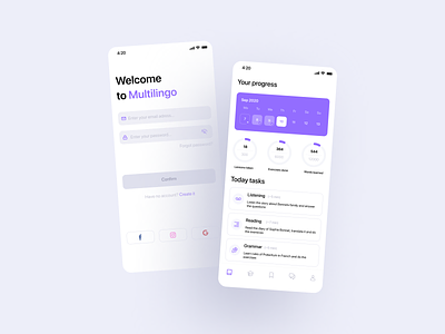 Language Learning | Mobile App for Language School app application design language language app language learning language school ui ux