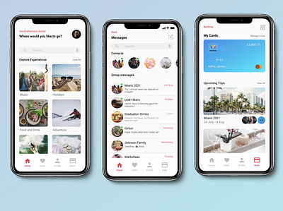 Xplore - A fintech app that combines banking and social media banking dailyui figma iphone messaging social social media ux