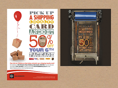 Letterpress style poster for Mailboxes etc. letterpress poster design