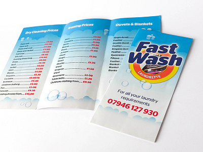 Leaflets - Fast Wash Laundrette graphic design leaflets printing