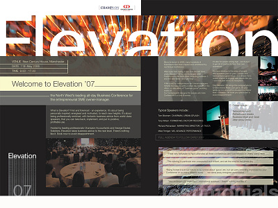 Elevation Conference - inside brochure spread branding conference elevation logo motivational speaking