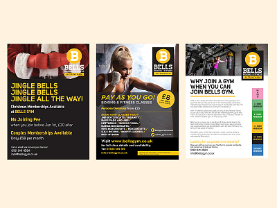 Bells Gym Posters/Leaflets banners bells gym boxing gym exhibition flyers graphic design