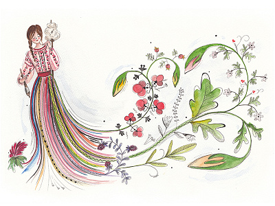 Traditional Romania hand painted illustration romania traditional watercolor