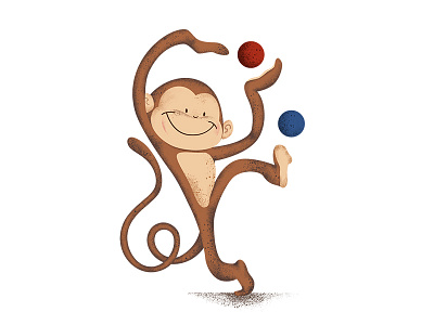 Monkey playing digital illustration