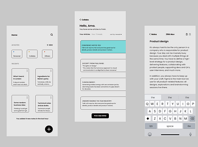 Minimal notes app for writers app design minimalism ui