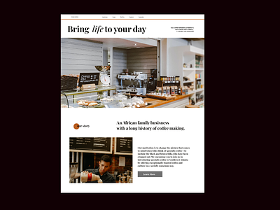 Coffee shop landing page design graphic design minimalism ui web