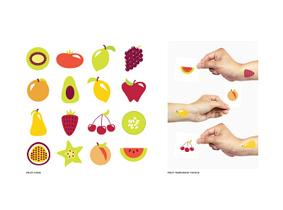 Fruit Icons colorful flat fruit fruits icon illustration illustrator portfolio print sticker tattoo temporary tattoo vector