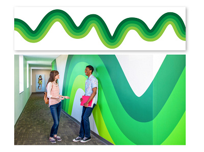Ruskin Hall Green Wave colorful design flat illustrator interior design interiordesign interiors mural mural design muralart portfolio scad vector vinyl