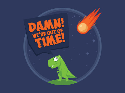 Dinorun asteroid dinosaur fun illustration time trex tshirt vector