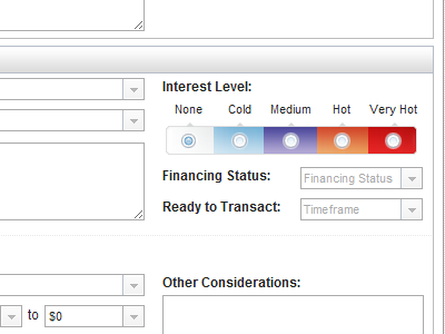 Interest level gauge crm leads ui ux