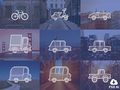 Free Outline Vehicle Icons ai freebie icons minimal outline psd transportation vector vehicles