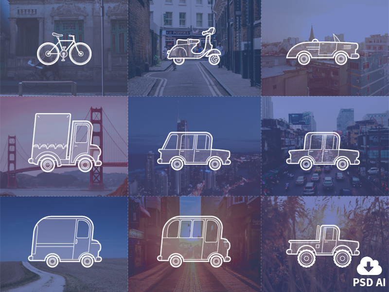 Free Outline Vehicle Icons vector outline psd freebie ai minimal icons vehicles transportation