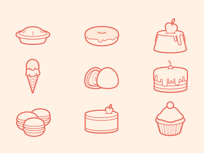Something Sweet desserts free freebie icons iconset outline pastry sweets vector